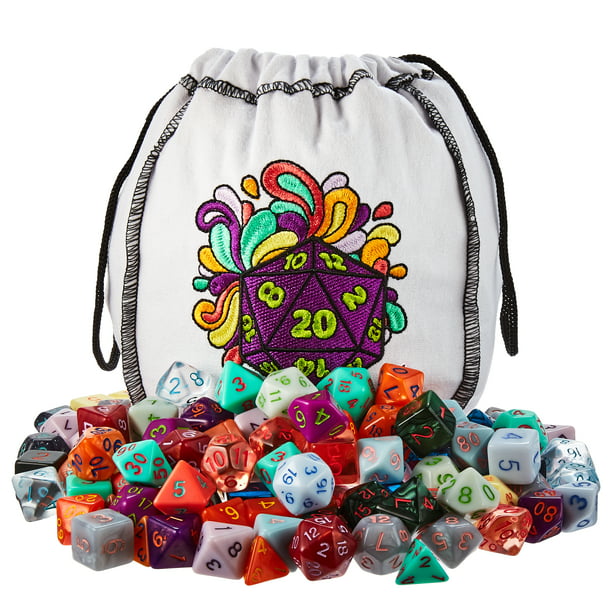 140 Polyhedral Dice in 20 Complete Sets Wiz Dice Bag of Holding 